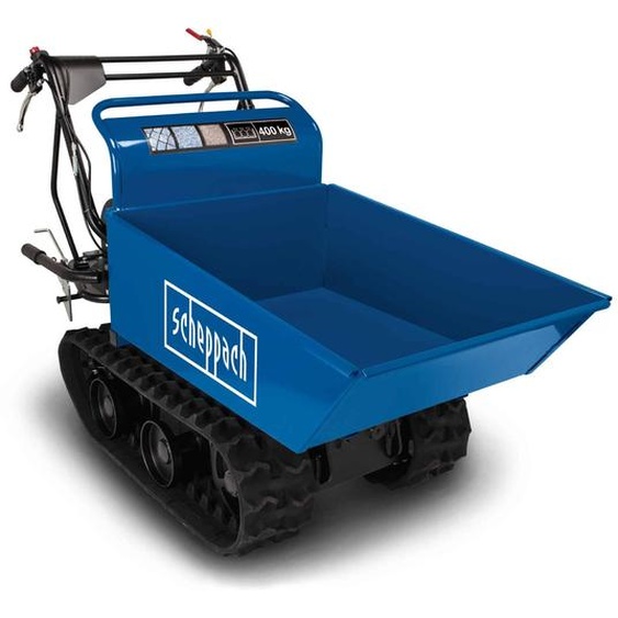 Scheppach Dumper à chenilles DP4500 | 400 kg de charge utile | 5,5 CV | 3X marche avant / 1x marche arrière | Entraînement à chenilles/inclinaison jusquà 30° | Fonction de basculement chenille