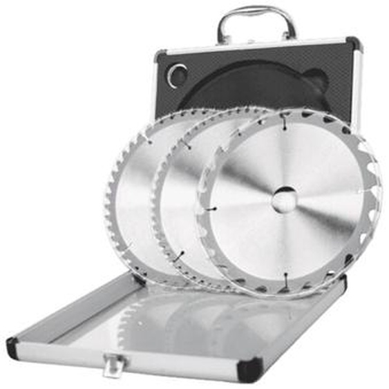 Lot de 3 lames pour scie circulaire - Diamètre 210 mm - Largeur de dent 2,6 mm Largeur du corps de lame 1,6 mm - 24 dents - 48 dents - 60 dents