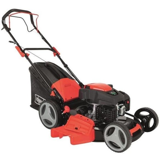 SCHEPPACH MS225-53BR : Tondeuse à gazon autoportée 4-en-1  Non : Tondeuse à gazon essence, largeur de coupe 53 cm, cylindrée 224 cm³, puissance 5100 W, autotractée, avec fonction mulching
