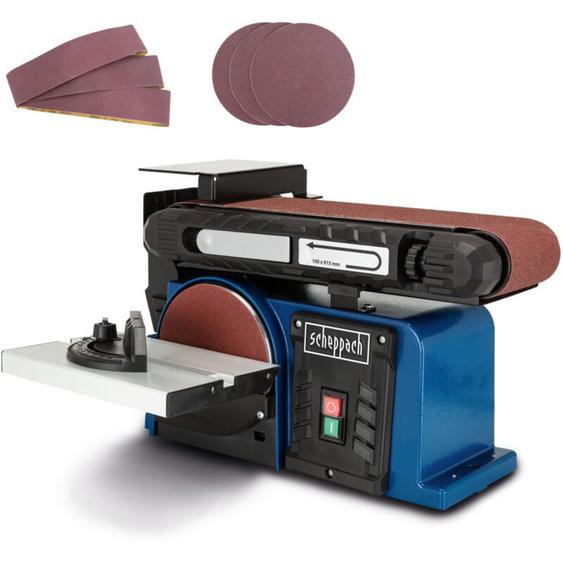 Scheppach - Ponceuse à bande BTS900 - Meuleuse - Ponceuse à bande et à disque - 370 w - 2850 min-1 - Plateau de ponçage Ø150 mm - 3 bandes et 3
