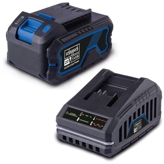 Scheppach - Starter-KIT ixes 20V - SBSK4.0 - Li-ion - Batterie et Chargeur 4.0 Ah - Temps de charge rapide - Témoin lumineux