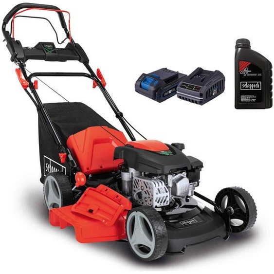 Scheppach MS150-46E Tondeuse à gazon 3,7 CV 46cm 55L démarrage électrique essence fonction mulching