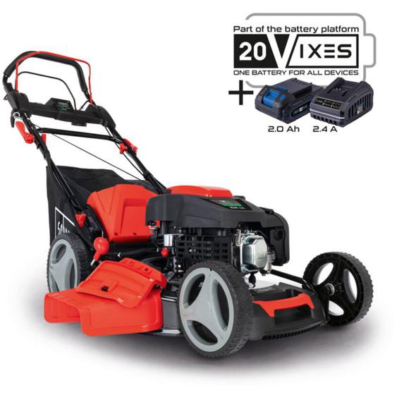 Tondeuse à gazon hybride MS225-53E – Moteur 4 temps 224 cm3 / 6 cv – 4400 w – Largeur de coupe 53 cm – Démarrage électrique – Bac 65 l – Batteries,