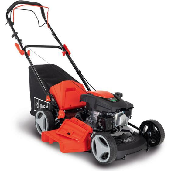 Scheppach Tondeuse à gazon thermique MS161-46 – Moteur à essence 4 temps 150 cm3 – Largeur de coupe 46 cm – Bac de 55 L – Fonction mulching –