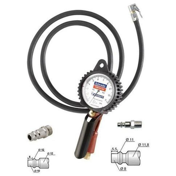 Schrader - Pistolet manometre poignee de gonflage eurodainu et 2 embouts