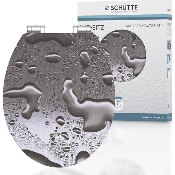 SCHÜTTE Abattant de toilette GRIS ACIER brillant avec noyau en bois en MDF, abattant de toilette brillant avec motif soft close, abattant de toilette