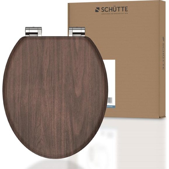 SCHÜTTE Abattant de WC en MDF BOIS FONCÉ, abattant de WC à fermeture souple