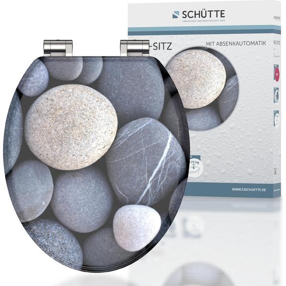 SCHÜTTE Abattant de WC en MDF GREY STONES, abattant de WC avec motif soft close, abattant de WC avec noyau en bois, abattant de WC, couvercle de WC