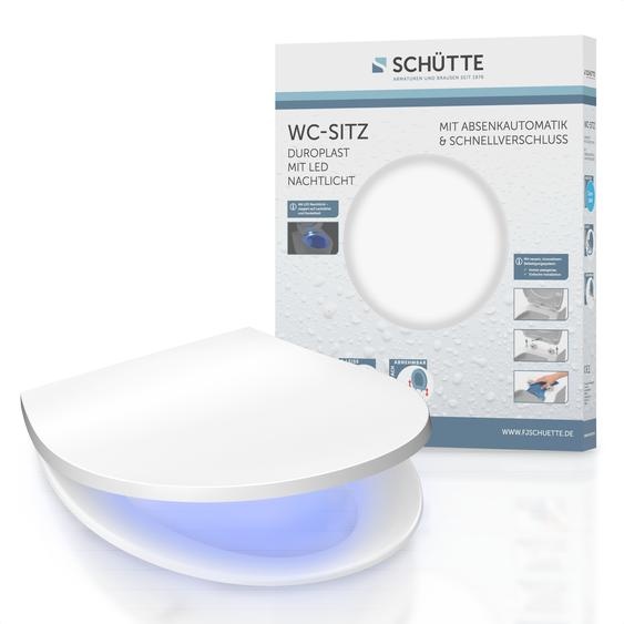 SCHÜTTE Duroplast Siège de WC LED, siège de WC avec veilleuse LED, couvercle de WC avec mécanisme de fermeture douce et fermeture rapide