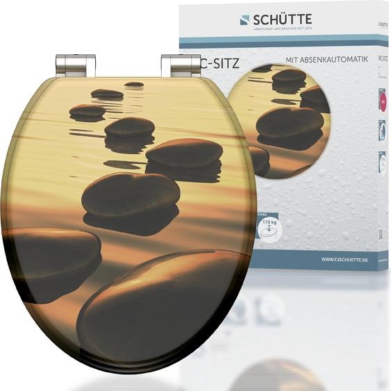 SCHÜTTE Siège WC MDF SEA STONE, couvercle de WC avec abaissement automatique, motif, lunette de WC avec noyau en bois, siège de WC, couvercle de WC