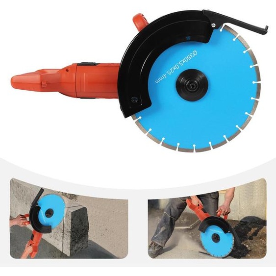 Scie à béton à guidage manuel - Scie à tronçonner - Lame de 35 cm - Profondeur de coupe de 13,5 cm - 3800 tr/min - 3000 W (5800 W max) - Moteur en cuivre - Coupe à leau