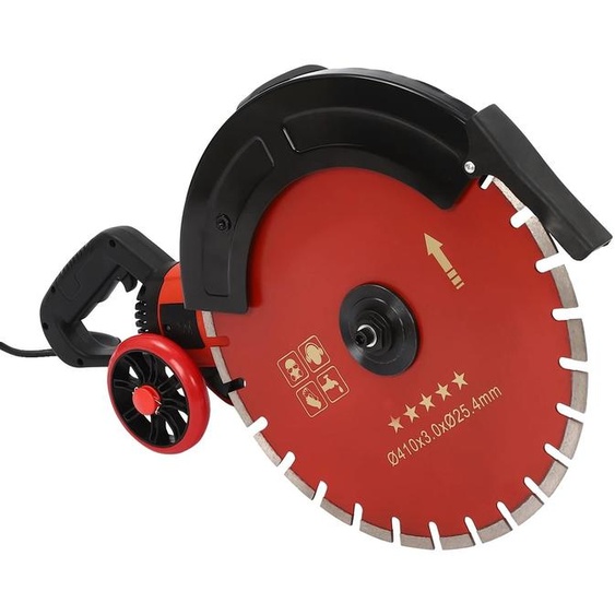 Scie à béton électrique, moteur de 4 000 W, grande profondeur de coupe, rouge, UE