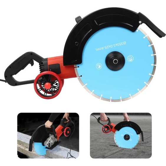 Scie à béton - Fraiseuse électrique pour découpe de murs et réalisation de rainures - Puissance : 3500 W - Profondeur de coupe : 135 mm - Adaptée pour le béton, le granit et le marbre