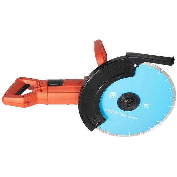 Scie à béton - Machine de découpe de murs - 3000 W - 220–240 V, prise européenne - Moteur sans balais - Coupe à sec et à leau - Profondeur de coupe maximale : 13,5 cm - Couleur : bleu
