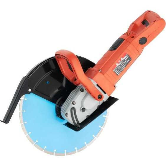 Scie à béton - Scie circulaire à main - 3000 W - 3800 tr/min - Profondeur de coupe 13,5 cm - Coupe à eau - Silencieuse - Orange