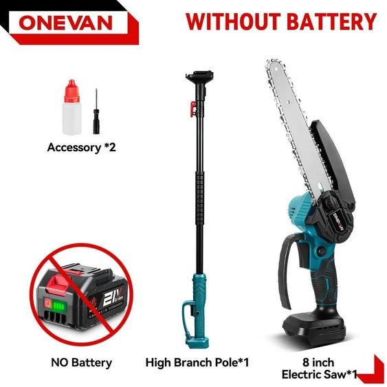 Scie à branches télescopique et taille-haie 2-en-1 - Moteur sans balais - 5 500 W - Sans fil, sans batterie - Lame de 20 cm - Or