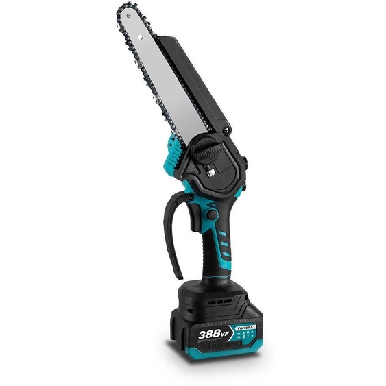 Scie à chaîne électrique sur batterie - Scie à chaîne électrique de 20 cm - Moteur 18V sans balais - Lubrification automatique de la chaîne - Idéale pour le bois de chauffage et la taille de jardin - Livrée avec 2 batteries