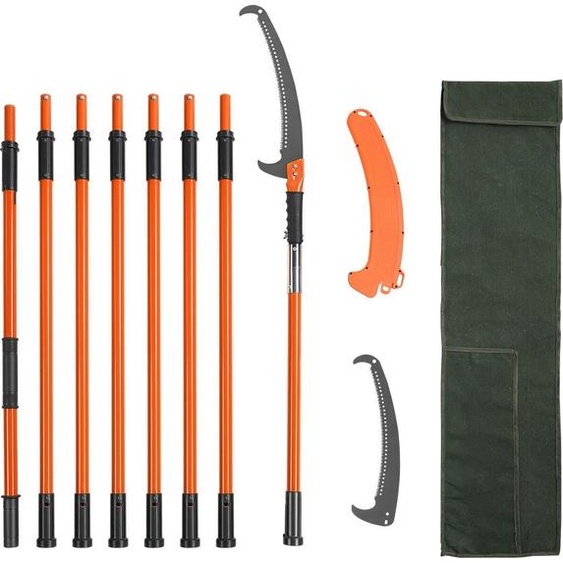 Scie à perche manuelle, sécateur extensible de 2,2 à 8,2 m, lame en acier tranchante pour lélagage des branches hautes, sécateur manuel avec poignées légères en fibre de verre de 20 cm, pour lélagage des palmiers et des arbustes