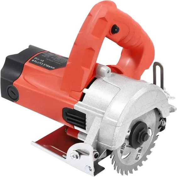 Scie à pierre et à carrelage - Mini scie circulaire portative - Puissance 1,58 kW - Vitesse 13.000 tr/min - Lame 11 cm - Profondeur de coupe 0-3,4 cm - Verticale - Rouge/noir