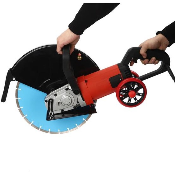 Scie à rainure électrique pour béton et briques - Scie circulaire manuelle - 3500 W - 3800 tr/min - Lame de 36 cm - 60x21x42 cm - Bleu