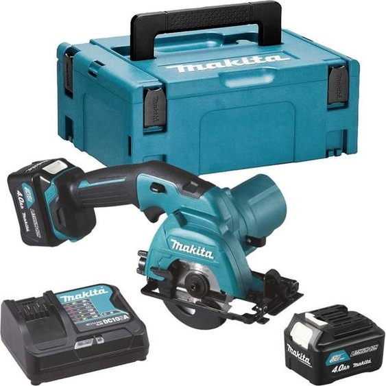 Scie circulaire 10.8V CXT Ø85 mm - MAKITA - avec 2 batteries 12V 4.0Ah - chargeur - MakPac - HS301DSMJ