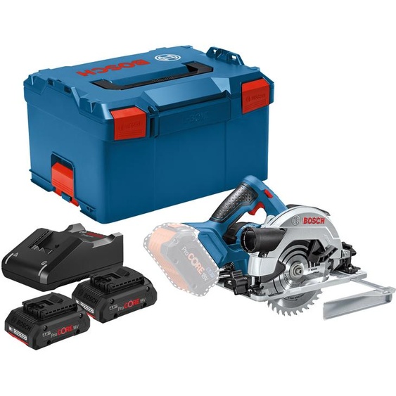 Scie circulaire 18V GKS 18V-57 G + 2 batteries Procore 4 Ah + chargeur GAL 18V-40 en L-BOXX BOSCH 06016A210Q