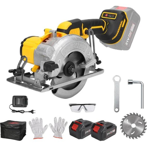 Scie circulaire à main - Sans fil - Sans balais - Lame de 12,5 cm - Pour bois et PVC - Sans batterie - Rouge