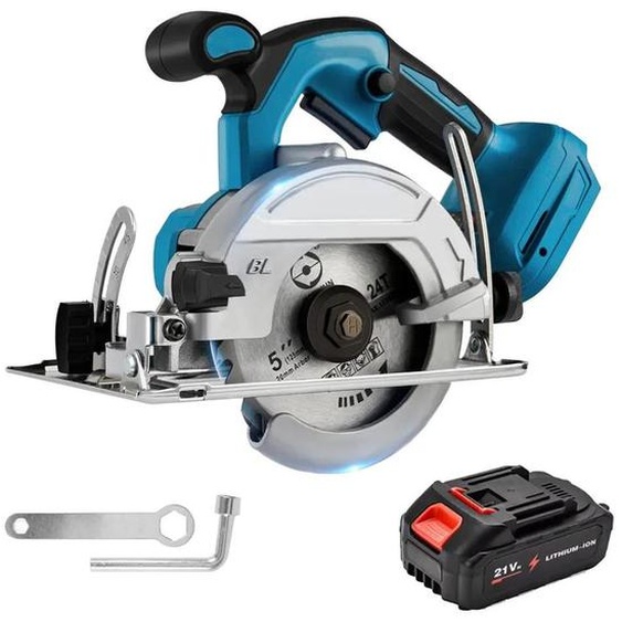 Scie circulaire à main - Scie circulaire sans fil - Puissance 1 000 W - Moteur sans balais - Diamètre de la lame 12,7 cm - Système 21 V - Une batterie incluse - Braun