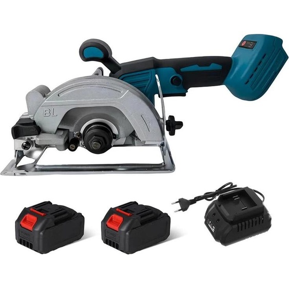 Scie circulaire, angle réglable, fonctionnement sans fil, 2 piles