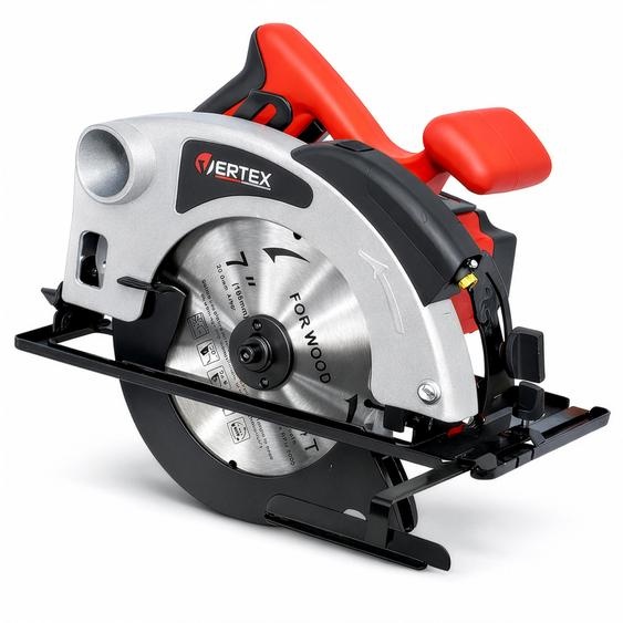 Scie circulaire avec laser, 185 mm, 1400 W, Vertex, disque 185 × 20 mm × 24T inclus, angle de coupe 45°