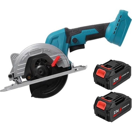 Scie circulaire pour bois - sans fil 18 V - lame de scie 125 mm - deux batteries - profondeur de coupe 59 mm - Braun