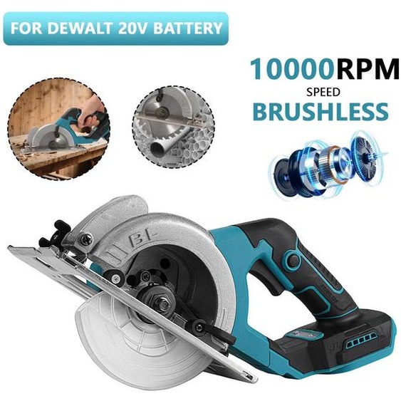 Scie circulaire sans fil - Mini-scie sans balais de 12,7 cm - 1 000 W - 10 000 tr/min - Pour le bois, batterie 18 V - Prise UE - 2 batteries