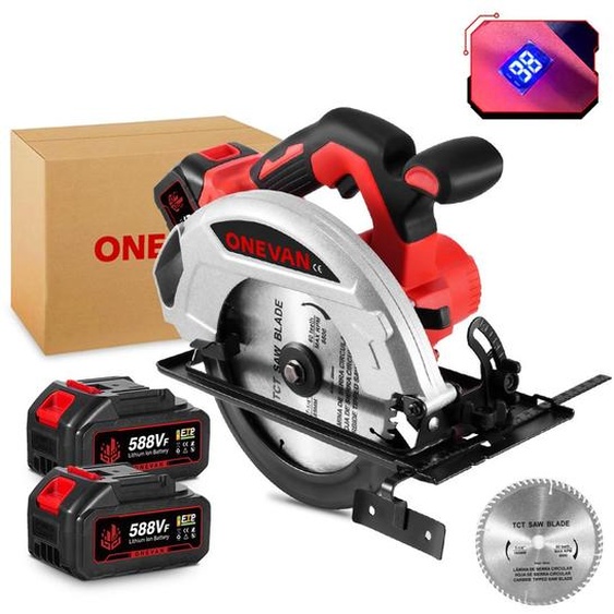 Scie circulaire sans fil, sans balais, 9000 tr/min, diamètre de la lame 185mm, profondeur de coupe 45mm, avec 2 batteries, pour bois tendres et durs