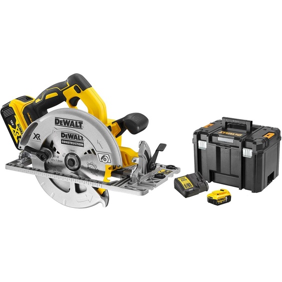 Scie circulaire XR 18V + 2 batteries 5 Ah + chargeur en coffret TSTAK DEWALT DCS572P2-QW