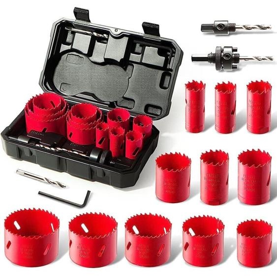 Scie Cloche Bi-m¨tal, HYCHIKA 17 PCS Coffret de Scie Tr¨pan avec 11PCS Lames de Scie 20-68 mm, Profondeur de Coupe: 40 mm