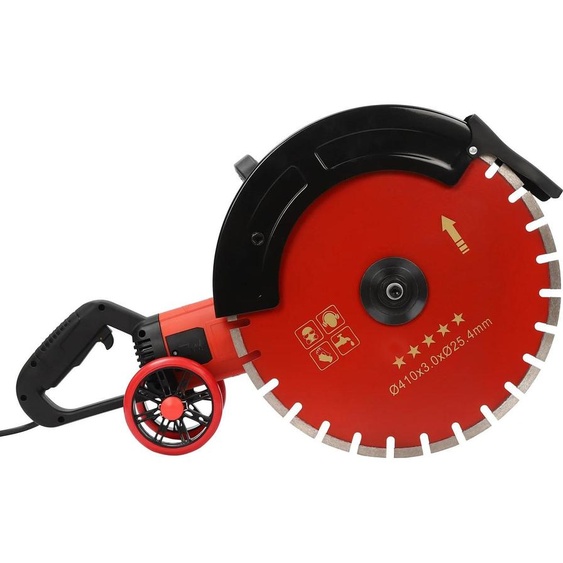 Scie électrique à béton et à pierre - Scie circulaire - 4000 W - Disque de coupe de 40 cm - Avec disque - Rouleau de guidage - Prise UE - Rouge