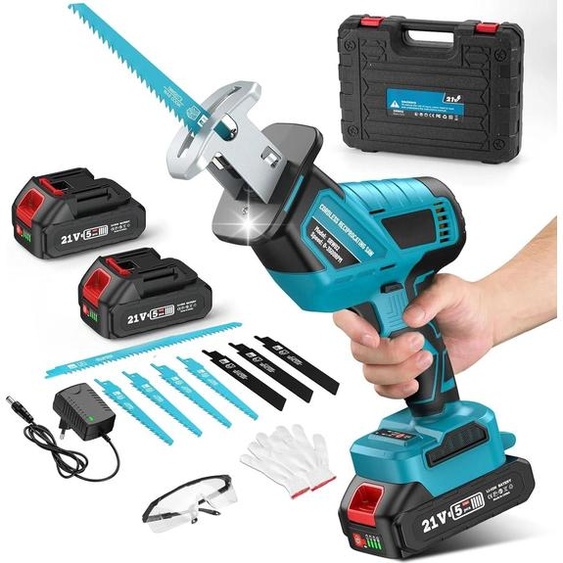 Scie pendulaire, moteur sans balai, changement de lame sans outil, 2 piles