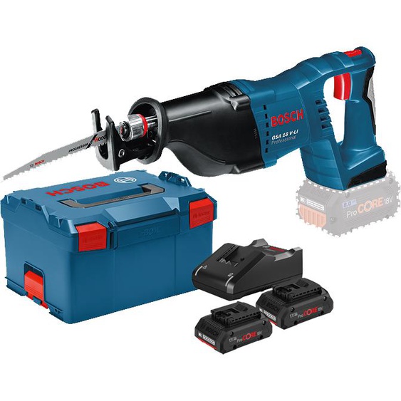 Scie sabre 18V GSA 18V-LI + 2 batteries ProCore 18 V 4 Ah + chargeur + L-Boxx - BOSCH - 060164J00Q