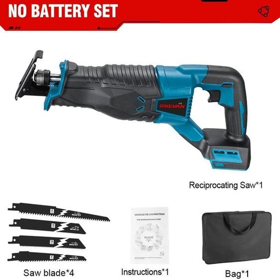Scie sabre compacte - Scie sabre sans fil 18 V - 3 000 coups/min - Profondeur de coupe de 320 mm - Bois et métal - Sans batterie