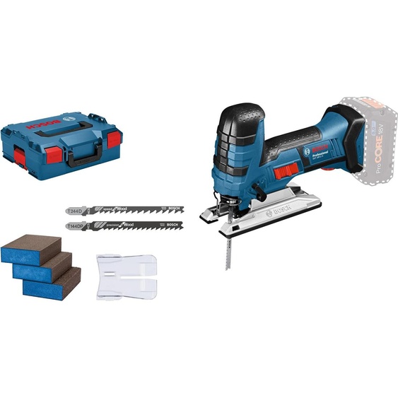 Scie sauteuse professionnelle sans fil Bosch GST 18 V-LI S, profondeur de coupe 120 mm, vitesse variable, mouvement pendulaire