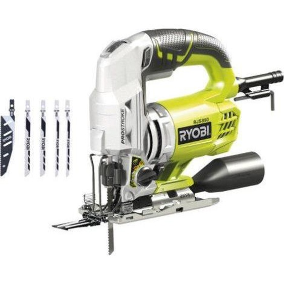 Scie sauteuse RYOBI 600 W, 500-3100 cp/min, Coupe Bois 85 mm, Coffret + 5 Lames, RJS850-KA5
