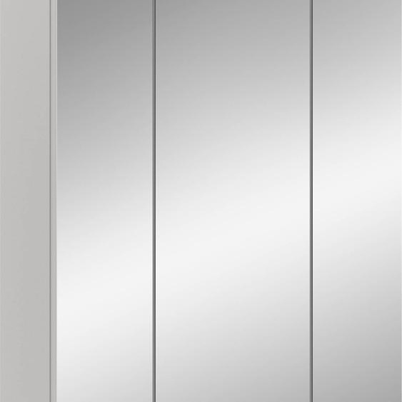 Scout armoir de salle de bain avec miroir avec éclairage 2 portes, 3 portes miroir, 3 étagères blanc brillant, blanc.