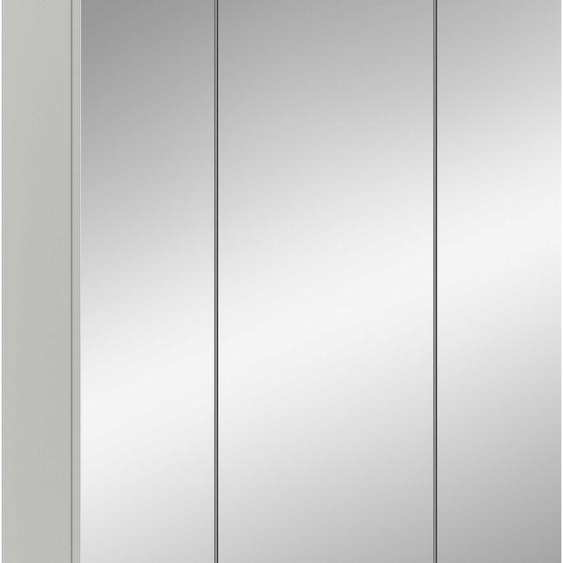 Scout armoir de salle de bain avec miroir avec éclairage 2 portes, 3 portes miroir, 3 étagères blanc brillant, blanc.