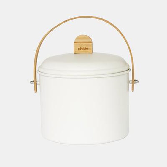 Seau à compost dintérieur et couvercle avec filtre à charbon amovible - 3,5 l - Acier et bambou
