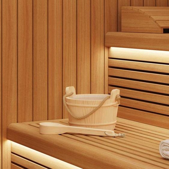 Seau de Sauna 2 pcs Marron Bois de pin massif et chanvre