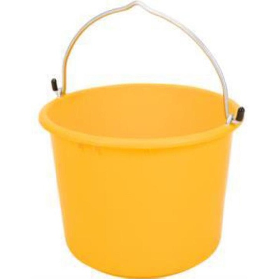 Seau grutable 20 l jaune avec anse à crochet & échelle L - seau de levage robuste Seau à mortier Seau à plâtre pour le bâtiment & lindustrie, résistant aux produits chimiques, empilable