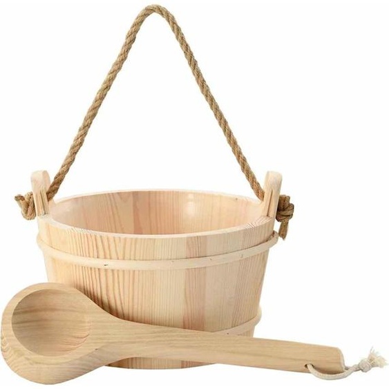 Seau de Sauna 2 pcs Marron Bois de pin massif et chanvre