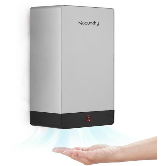 Sèche-mains électrique, haute vitesse - 1000 W - Plastique ABS - Argent