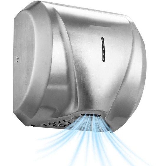 Sèche-mains électrique - Montage mural - 1800 W - Acier inoxydable - Haute vitesse - Séchage rapide - Filtre HEPA - Indice de protection IPX4 - Capteur infrarouge - Pour toilettes et salles de bain