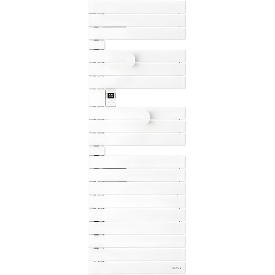 Sèche-serviettes électrique NEFERTITI Mât à gauche 1500W avec soufflerie blanc brillant – ATLANTIC – 850052